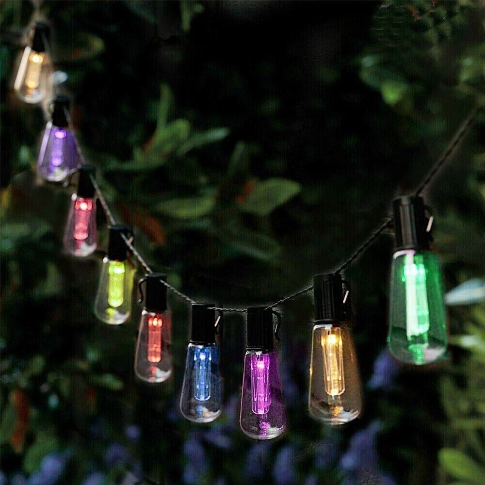 LED Solar Powered Retro Bulb String Lights Garden Outdoor Fairy Summer Lamps NEW