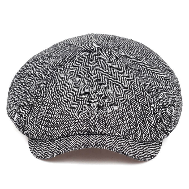 Peaky Blinders Hat Newsboy Flat Cap Herringbone Tweed Wool Baker Boy Gatsby