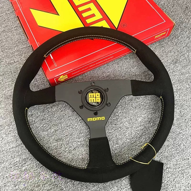 MOMO BLACK EDITION 350mm/14inch MOD07 Flat bracket Suede Steering Wheel