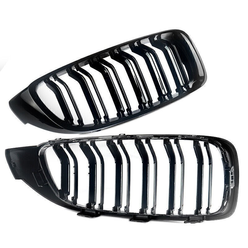 FOR BMW F32 F33 F36 4 SERIES GLOSS BLACK KIDNEY GRILL GRILLE TWIN BAR M4 STYLE