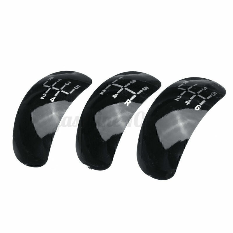Manual Car Gear Shift Lever Shifter Stick Knob 5/6 Speed 3 Cap Black PU Leather
