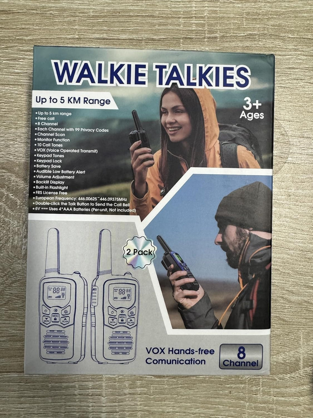 2Pcs Walkie Talkies Electronic Long Range Walky Talky 8km UHF Backlit LCD