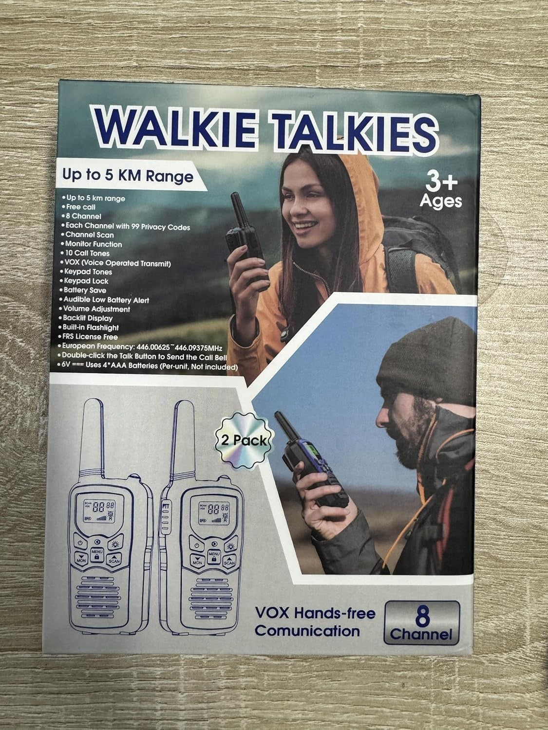 2Pcs Walkie Talkies Electronic Long Range Walky Talky 8km UHF Backlit LCD