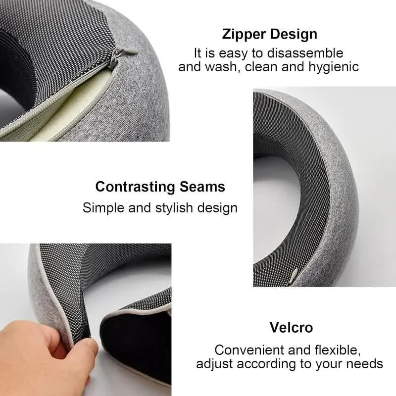 U Shaped Travel Pillow Memory Foam Magnetic Therapy Fabric Neck Support