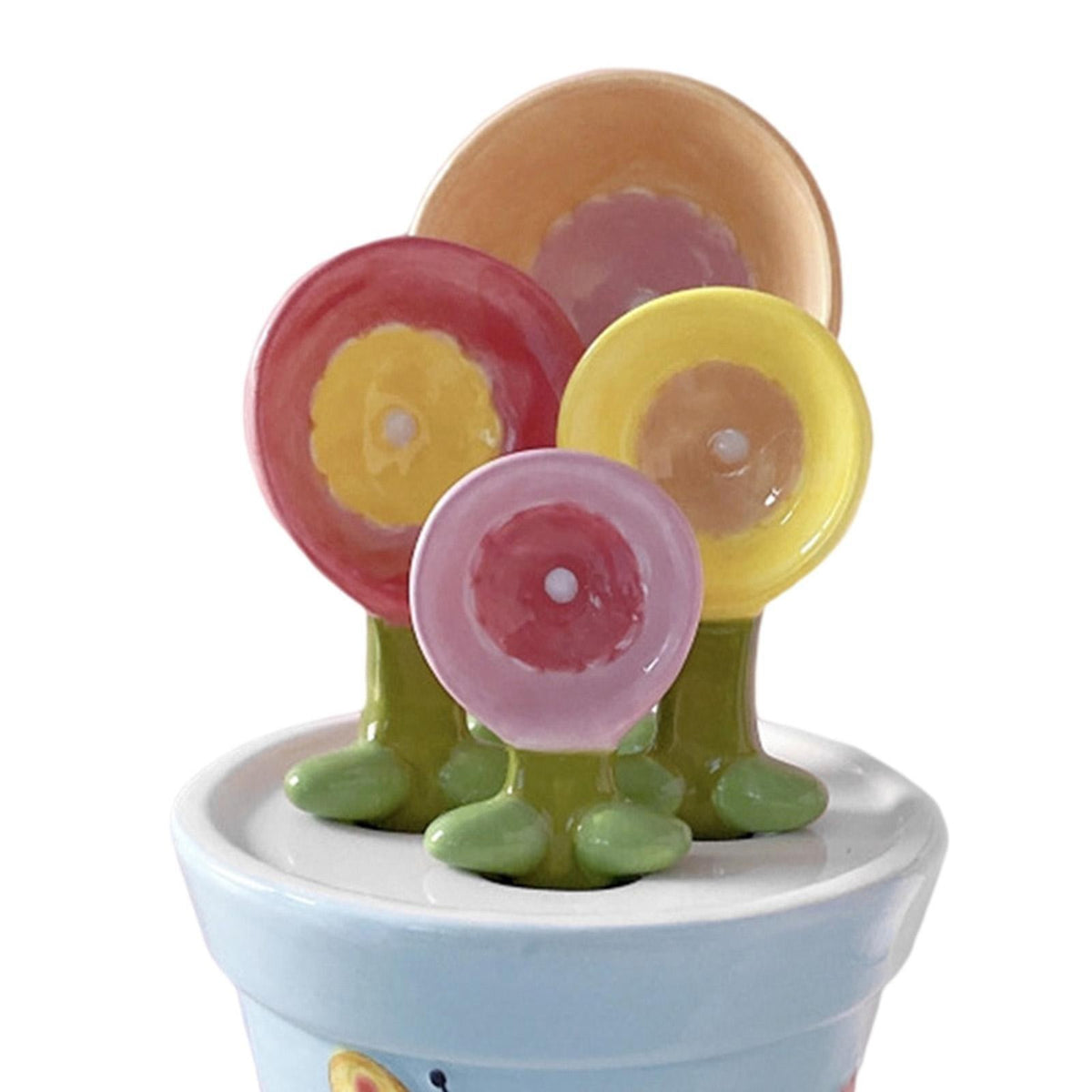 Ceramic Flower Pot Measuring Spoon Set with Base Household