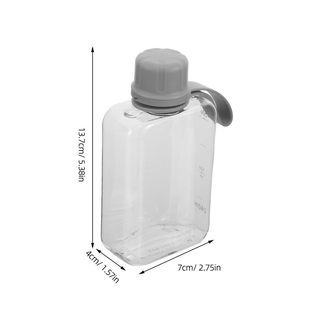 Small Leakproof 240ml Plastic Square Water Bottle Slim Flat Travel Portable