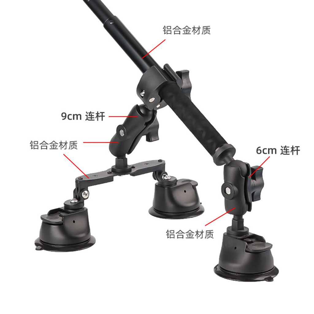 For Insta360 X5 X4 X3 X2 DJI Action Camera Car Suction Cup Mount+Selfie Stick