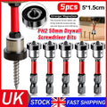 5PCS Plasterboard Screw Setter Bit PH2 50mm Magnetic 1/4" Hex Shank Drywall Tool