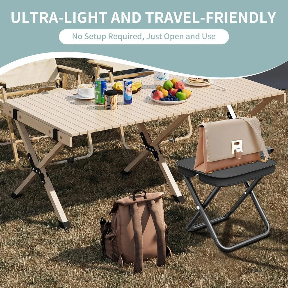 2X Folding Stool Portable Chair Steel Bracket for Outdoor Hiking Fishing Travel