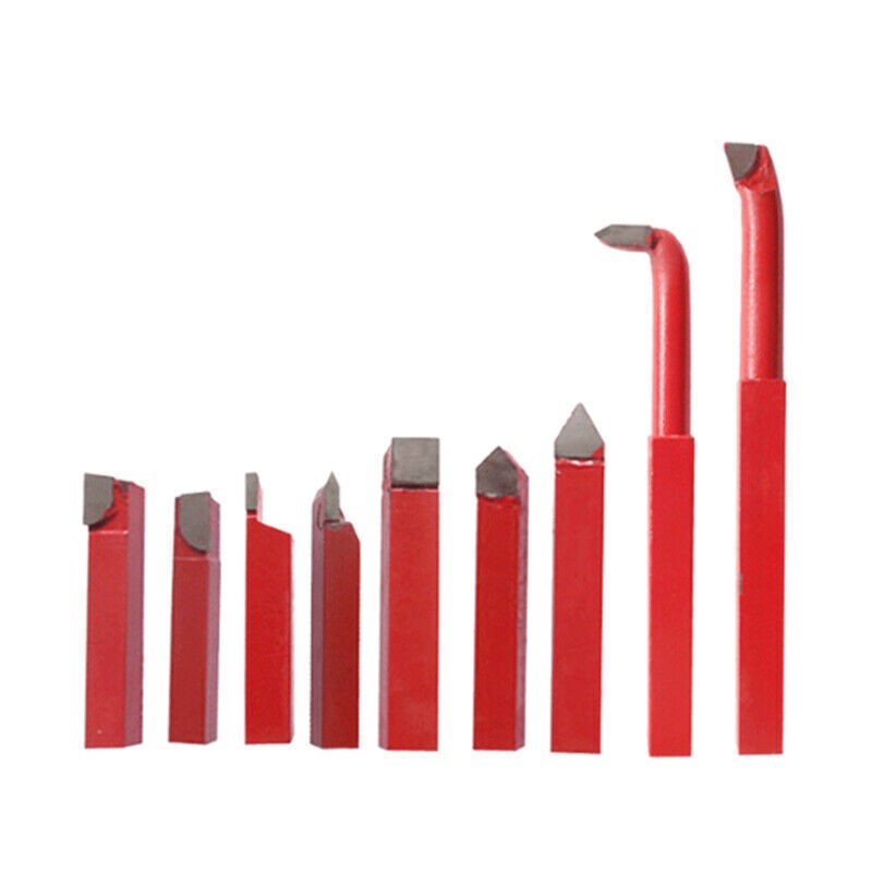 9pcs 8mm Metal Lathe Turning Tools Carbide Tip Tipped Cutter Bit Cutting Kits UK