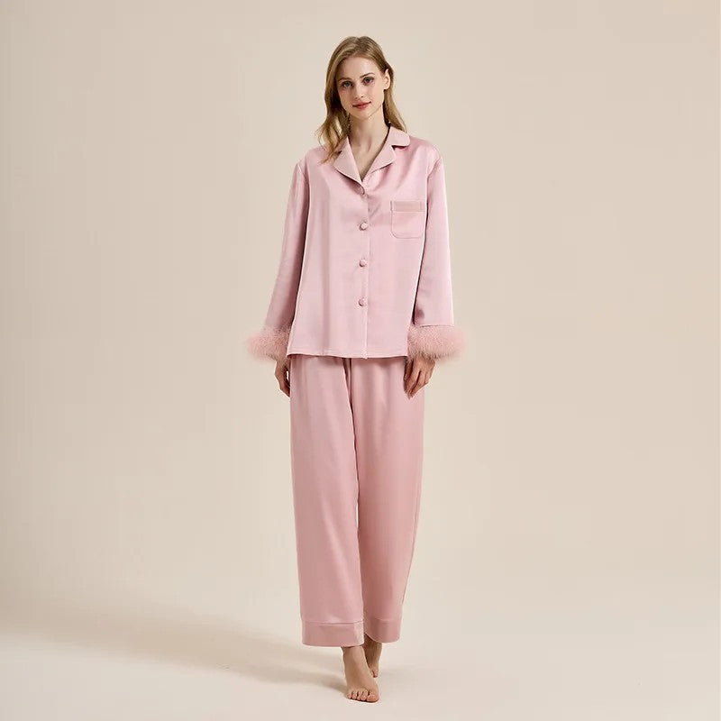 Womens Pajamas Women's Autumn Winter Fleece Thickened Removable Feather Homewear