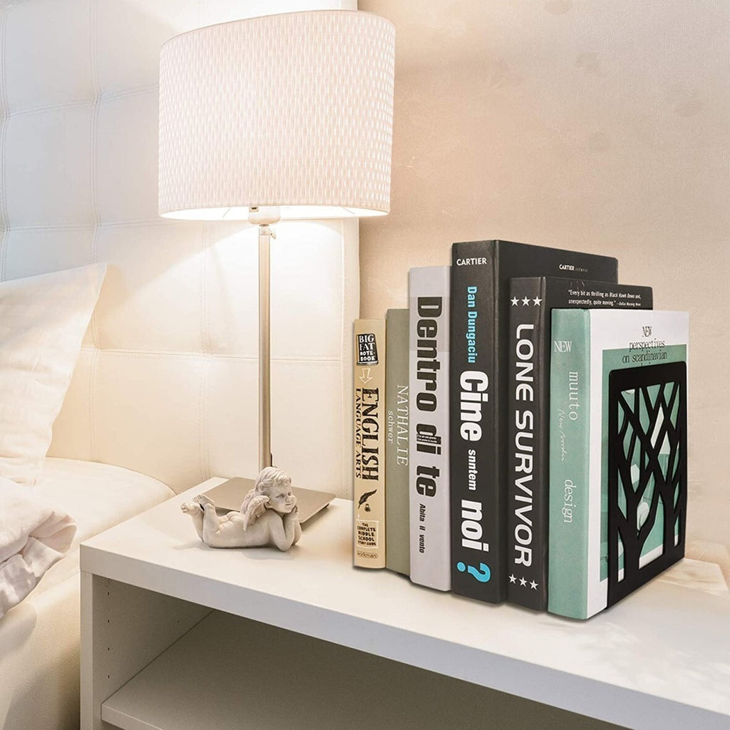 2 Pairs Decorative Heavy Duty Metal Bookends Book Ends 6.7'' Office Stationery