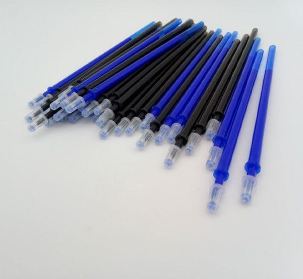 100x Erasable 0.5m Gel Pen Blue/Black Ink Magic Refill Heat-erasable Pen Refill