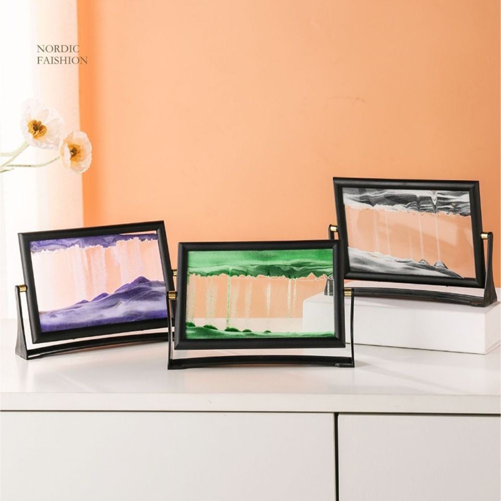 Flowing Sand Art Picture Glass 3D Sandscape Motion Display Flowing NEW