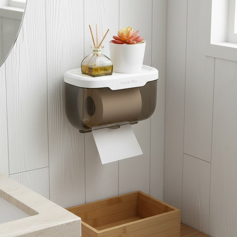 Wall Mounted Toilet Paper Holder Waterproof Tissues Box Shelf Bathroom Organizer
