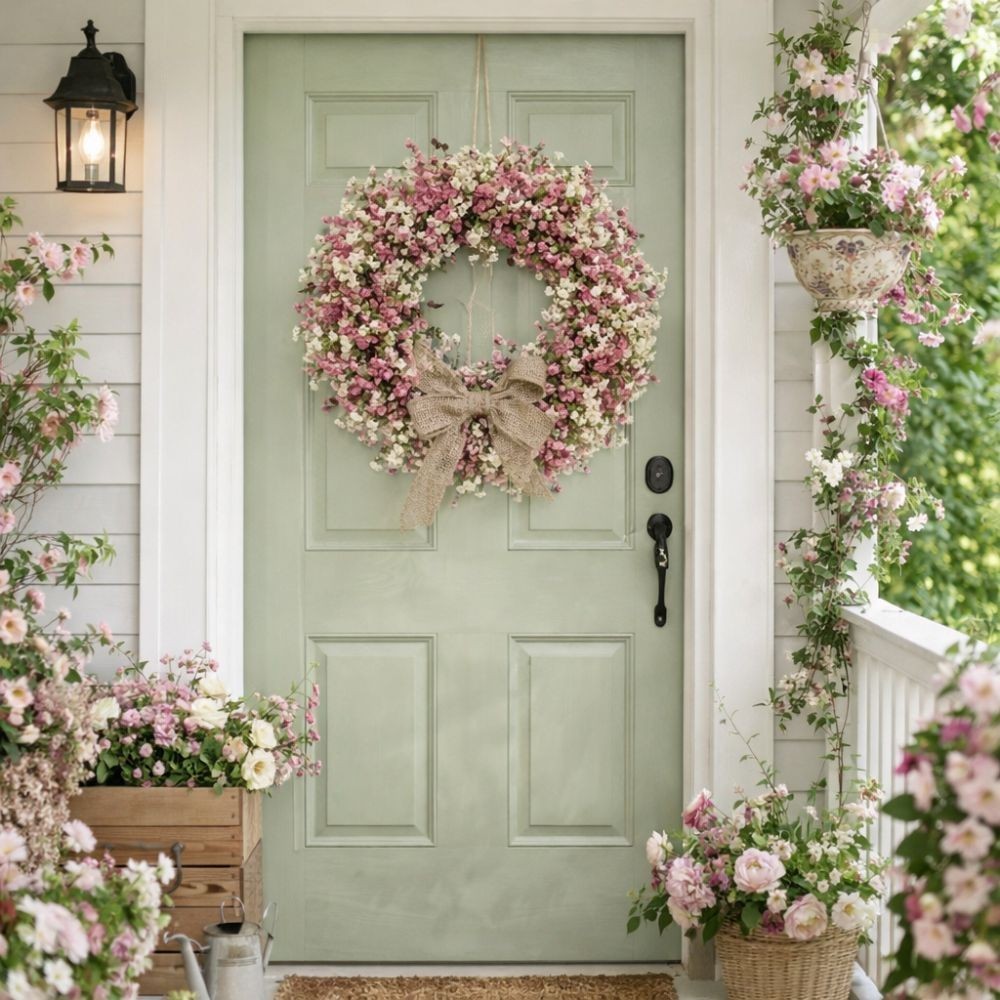 Colorful Eucalyptus Wreath Round Artificial Flower Wreath Door Hanging Wreath
