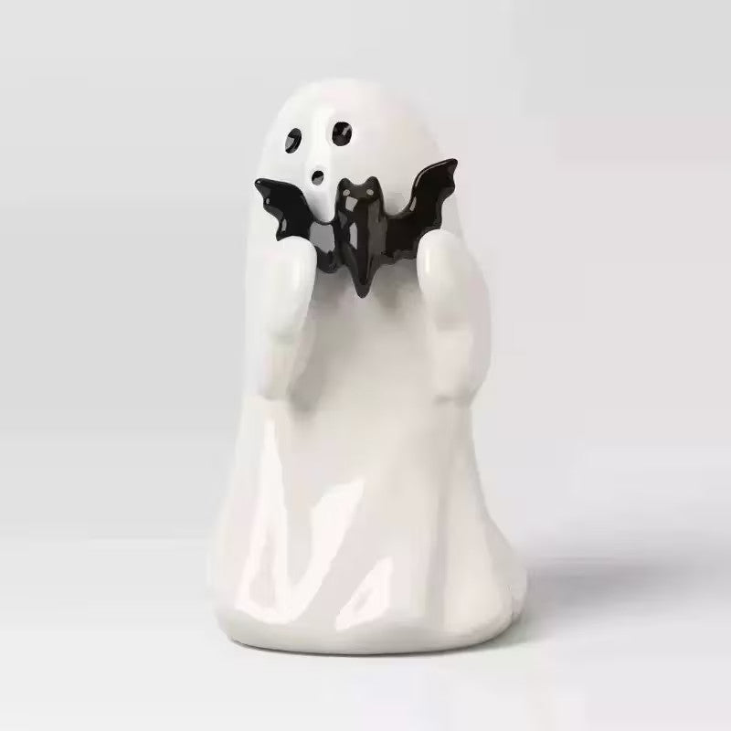 2x Ghost Statues Desktop Ornaments Halloween Decoration Art Crafts Creative