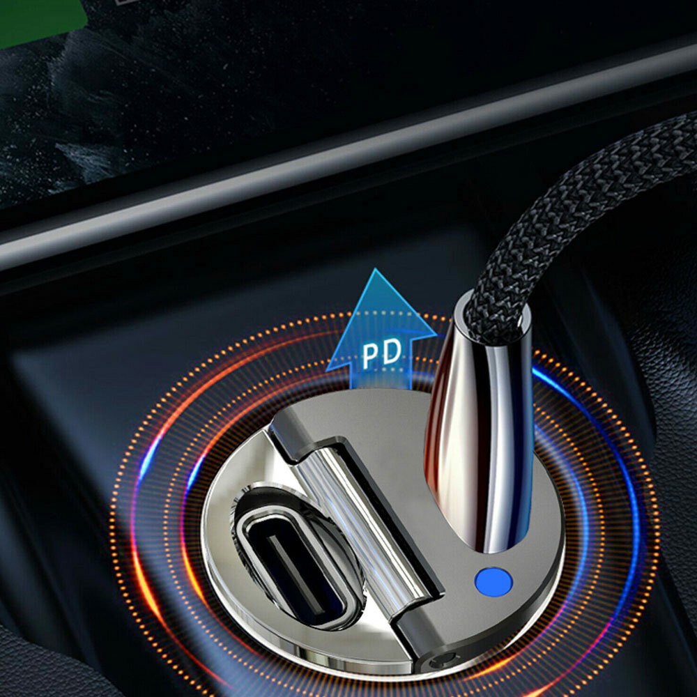 1x Mini Dual USB Type-C PD Car Phone Charger 30W Fast Charge Adapter Accessories