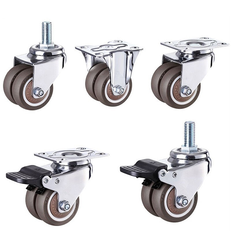50mm 2" Heavy Duty Swivel Castor Twin Wheel Rubber Furniture Stem Caster M10/12