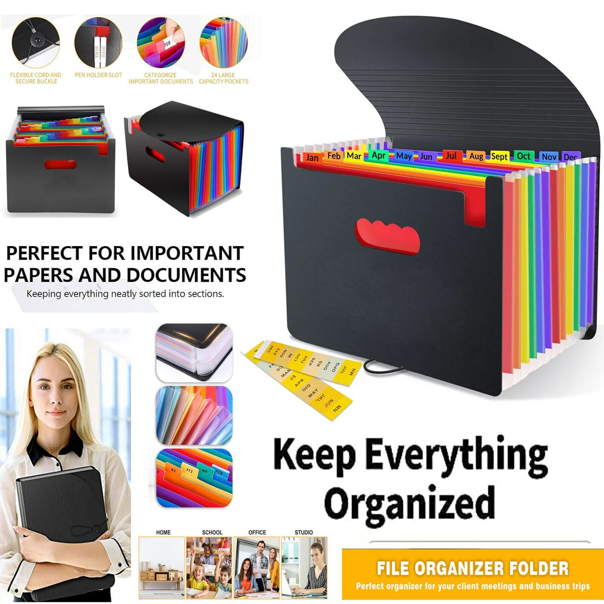 A4 Expanding File Organiser Paper 25 Pocket Expanding A4 Box Document Folder