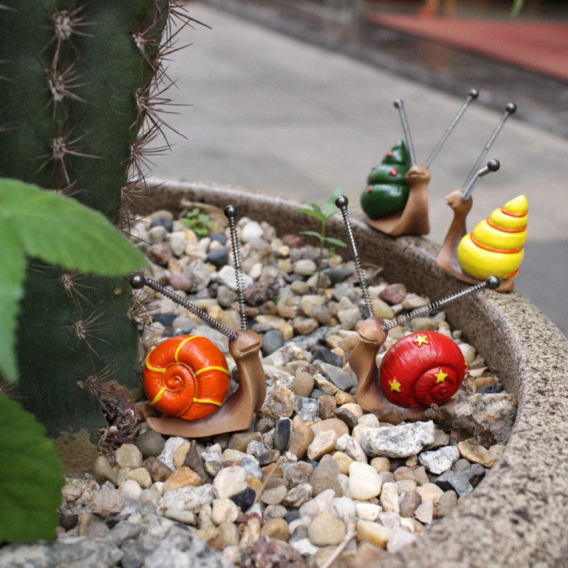 Snail Figurine 4 Brightly Coloured Snail's Shells, Miniature Garden  Ornaments