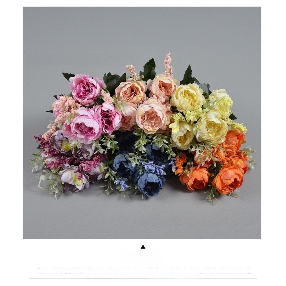Handheld 5 Head Silk Peony Bridal Bouquet for Wedding Event and Home Decoration