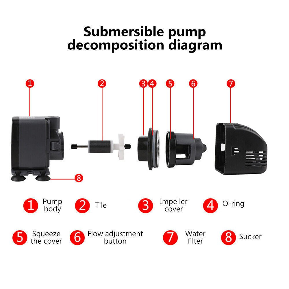 Submersible Water Pump Fountain Feature For Garden Pond Aquarium Fish Tank