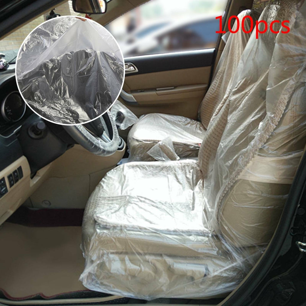 100 Disposable Plastic Car Seat Covers Vehicle Cover Valet Roll Protective