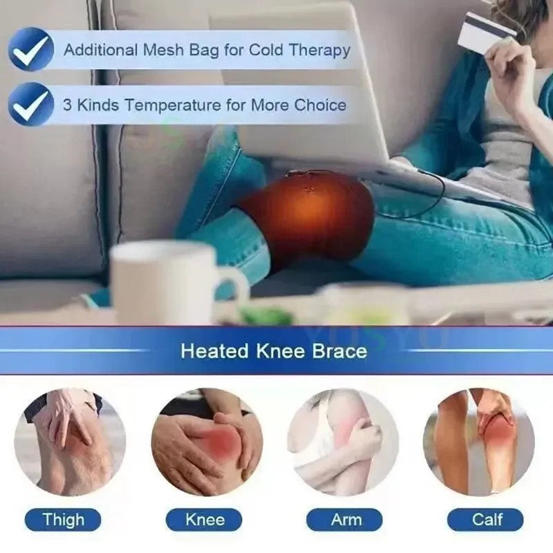 2pcsElectric Knee Heating Pad USB Heated Knee Brace Support for Arthritis Joint