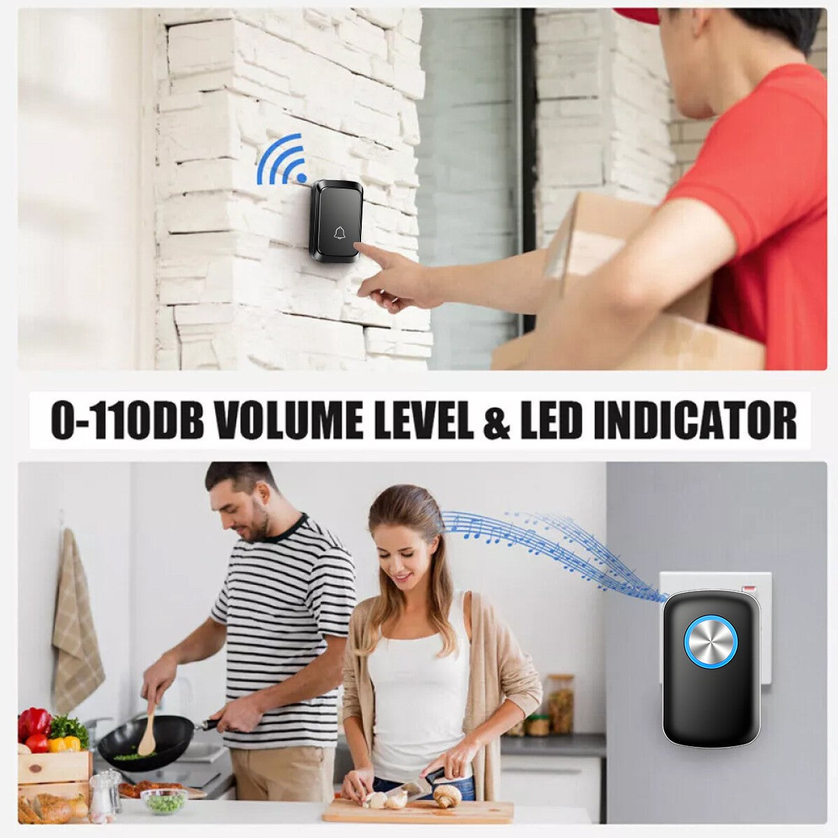 Wireless Door Bells Waterproof 1000ft Long Range Plug in Home Cordless Doorbells