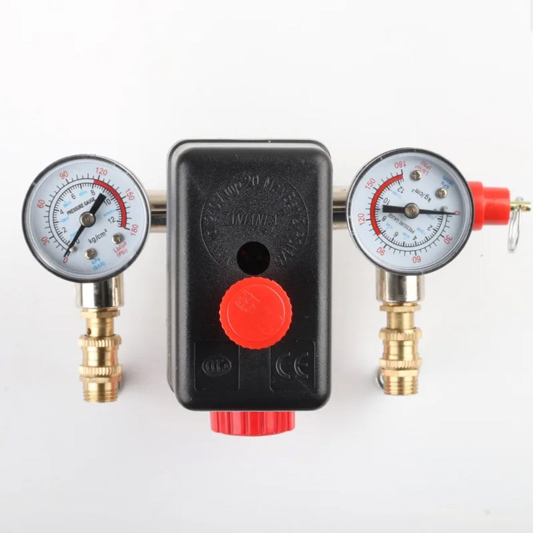 230V Pressure Switch Air Valve Manifold Compressor Control Regulator Gauges Tool