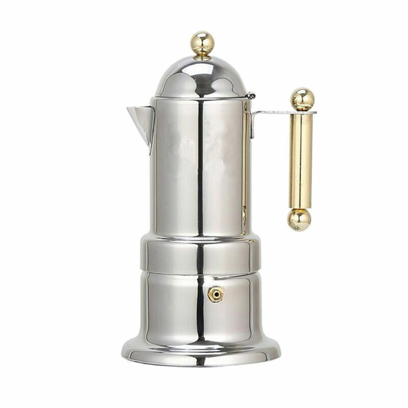 Stovetop Moka Pot - Steel 4Cup Induction Espresso Coffee Maker
