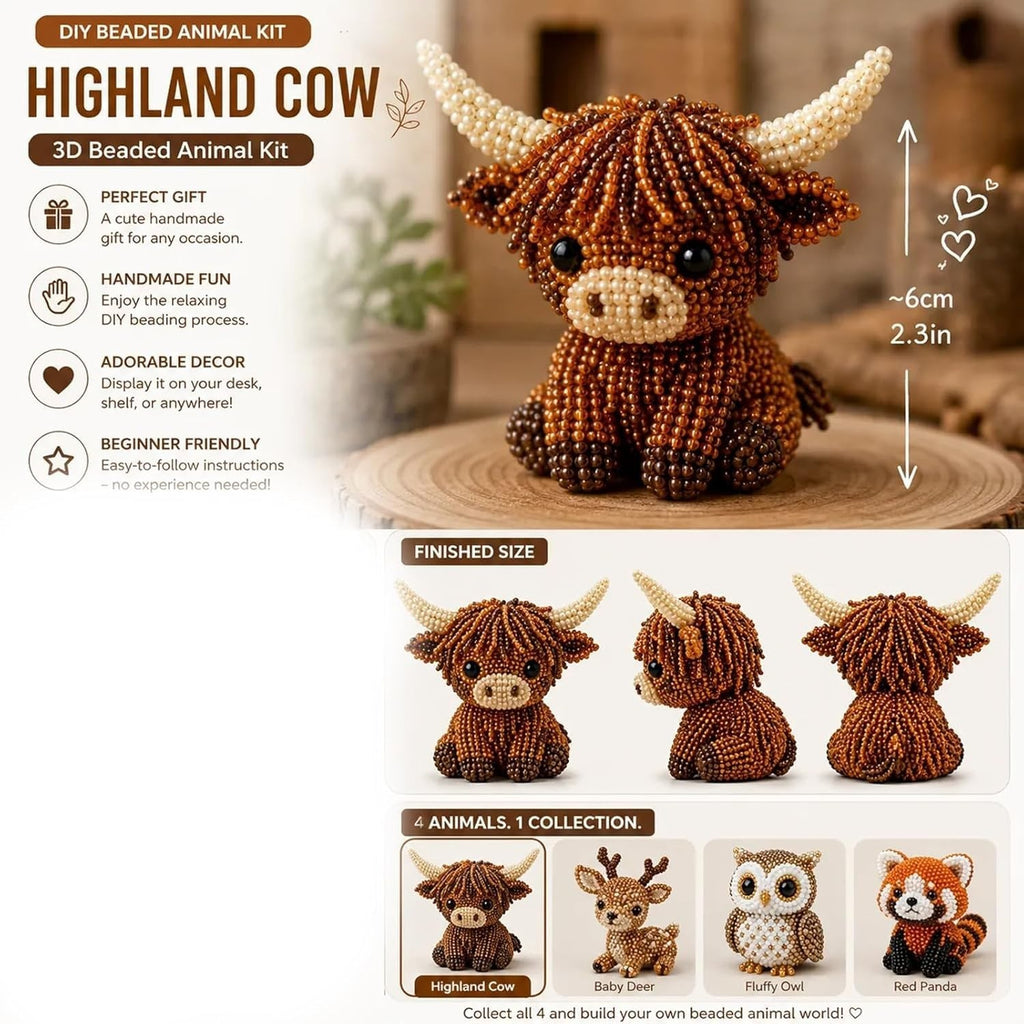 Tiny 3D Beaded Animal DIY Kit Cute Bird Animal Beading Craft Set Handmade Art UK
