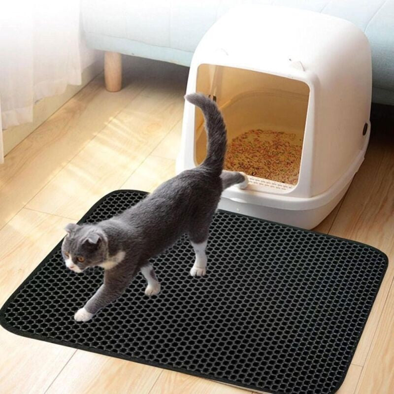 Large Honeycomb Cat Litter Mat 75x55cm, Double Layer Tray Pad with Big Holes
