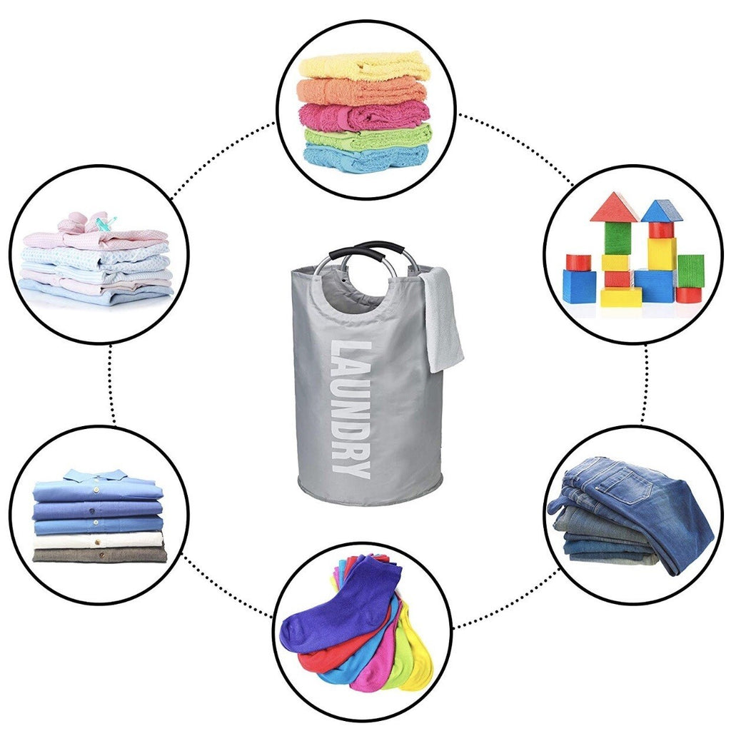 82L Foldable Fabric Laundry Basket Collapsible Clothes Hamper Bag Washing Bin