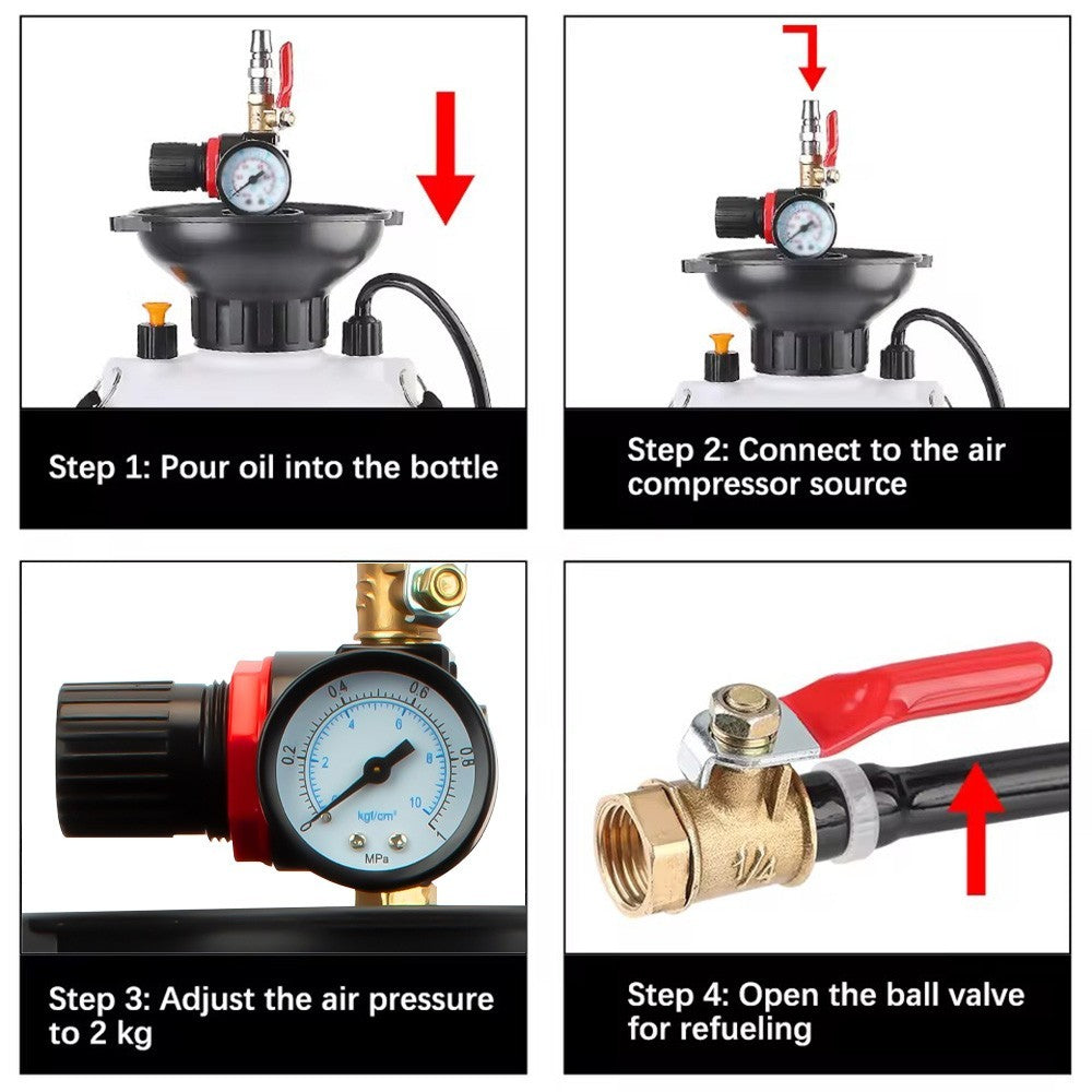8L Pneumatic Transmission Oil Filling Replacement Pump Tool Kit + 5pcs Adaptor