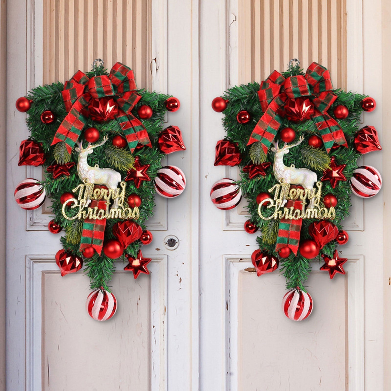 Artificial Christmas Swag Christmas Wreath Wall Hanging Ornament for Stairway