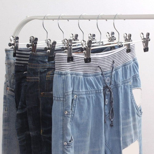 20-Strong Metal Clips Hangers Chrome Clothes Coat Trouser Skirt Non-slip Rack