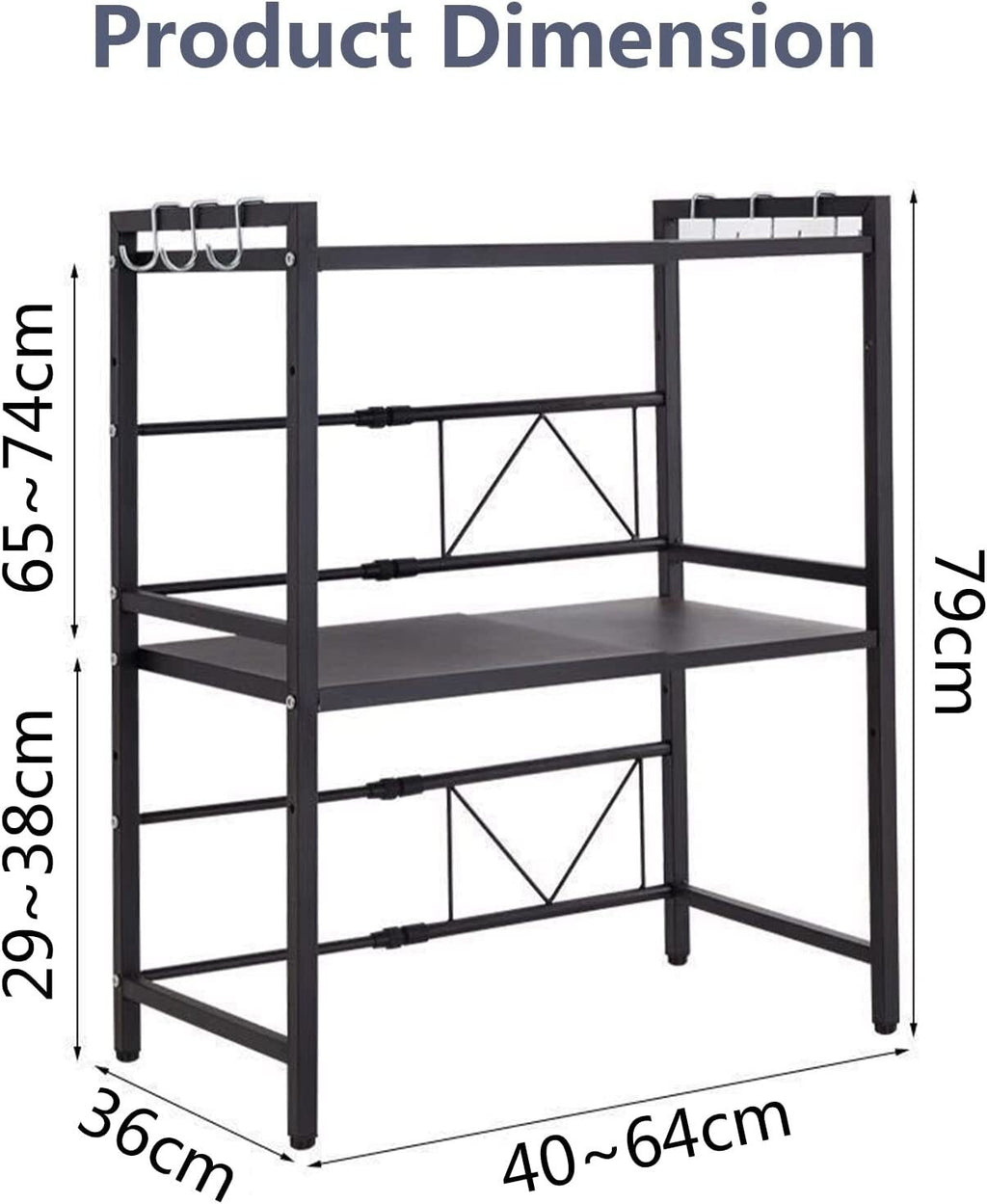 3 Tier Expandable Microwave oven Rack Stand Storage Holder Kitchen Corner Shelf