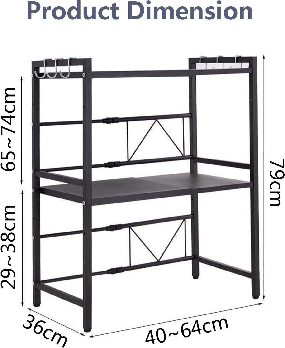 3 Tier Expandable Microwave oven Rack Stand Storage Holder Kitchen Corner Shelf