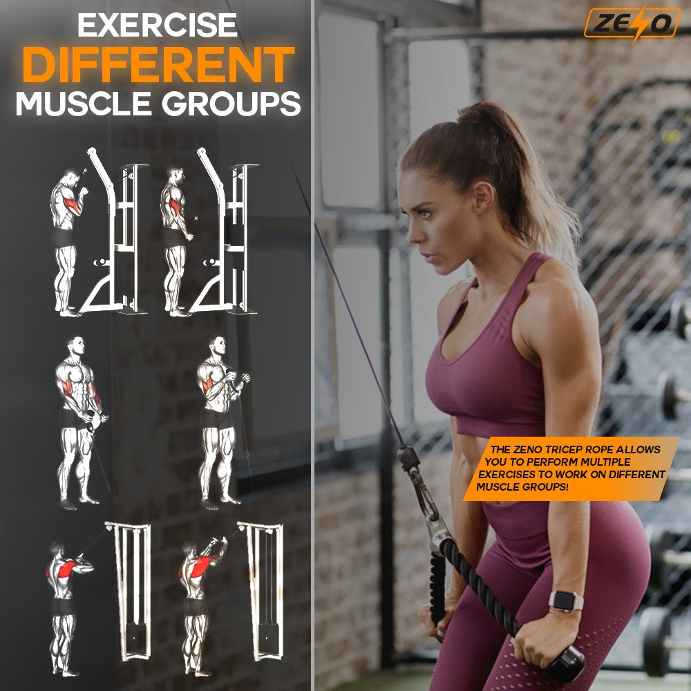 PULL DOWN ROPE BICEP ROPES CABLE ATTACHMENT HANDLE GYM MULTIGYM LAT TRICEP HOME