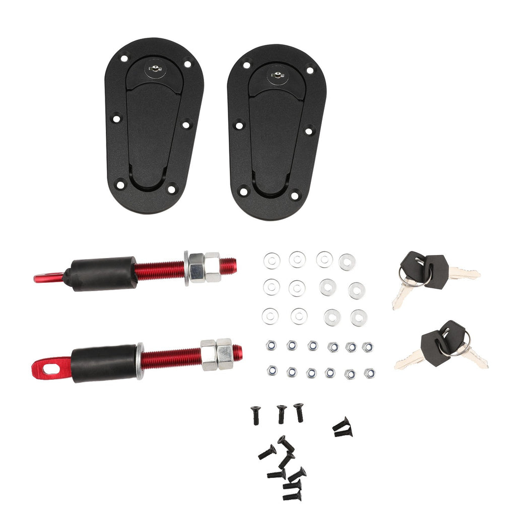 Quick Release Bonnet Pins Lock Kit Black Universal Fit Racing Car Security Latch