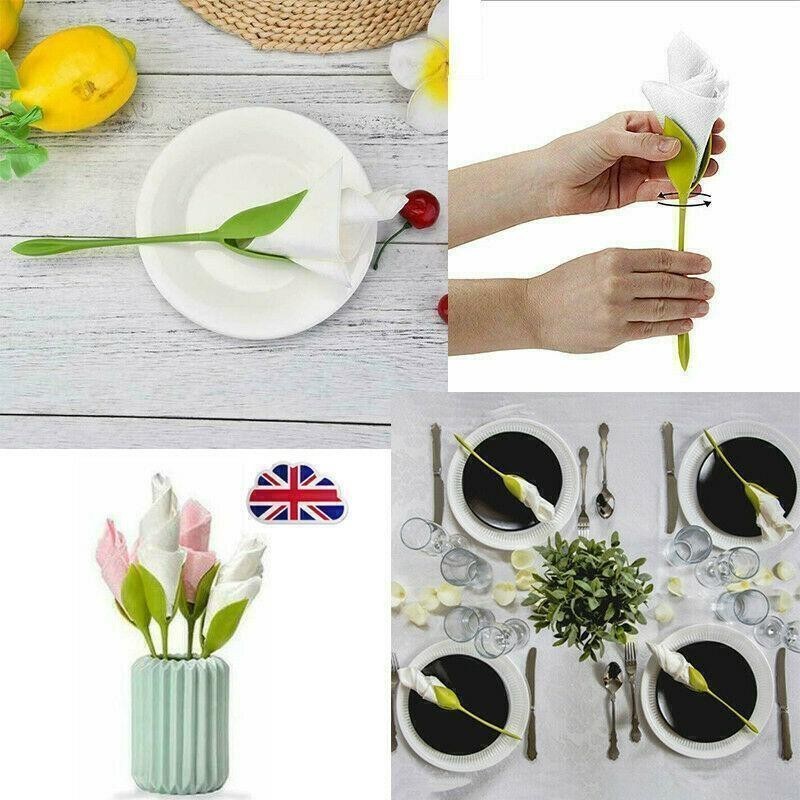 8/12/20Pcs Bloom Napkin Holders For Table Plastic Twist Flower Serviette Decor