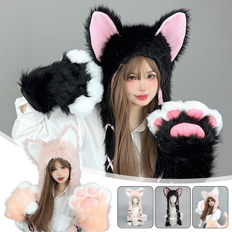 Fluffy Plush Fox Ears Headwear Warm Hat Lolita Girl Costume Party Hat Cosplay