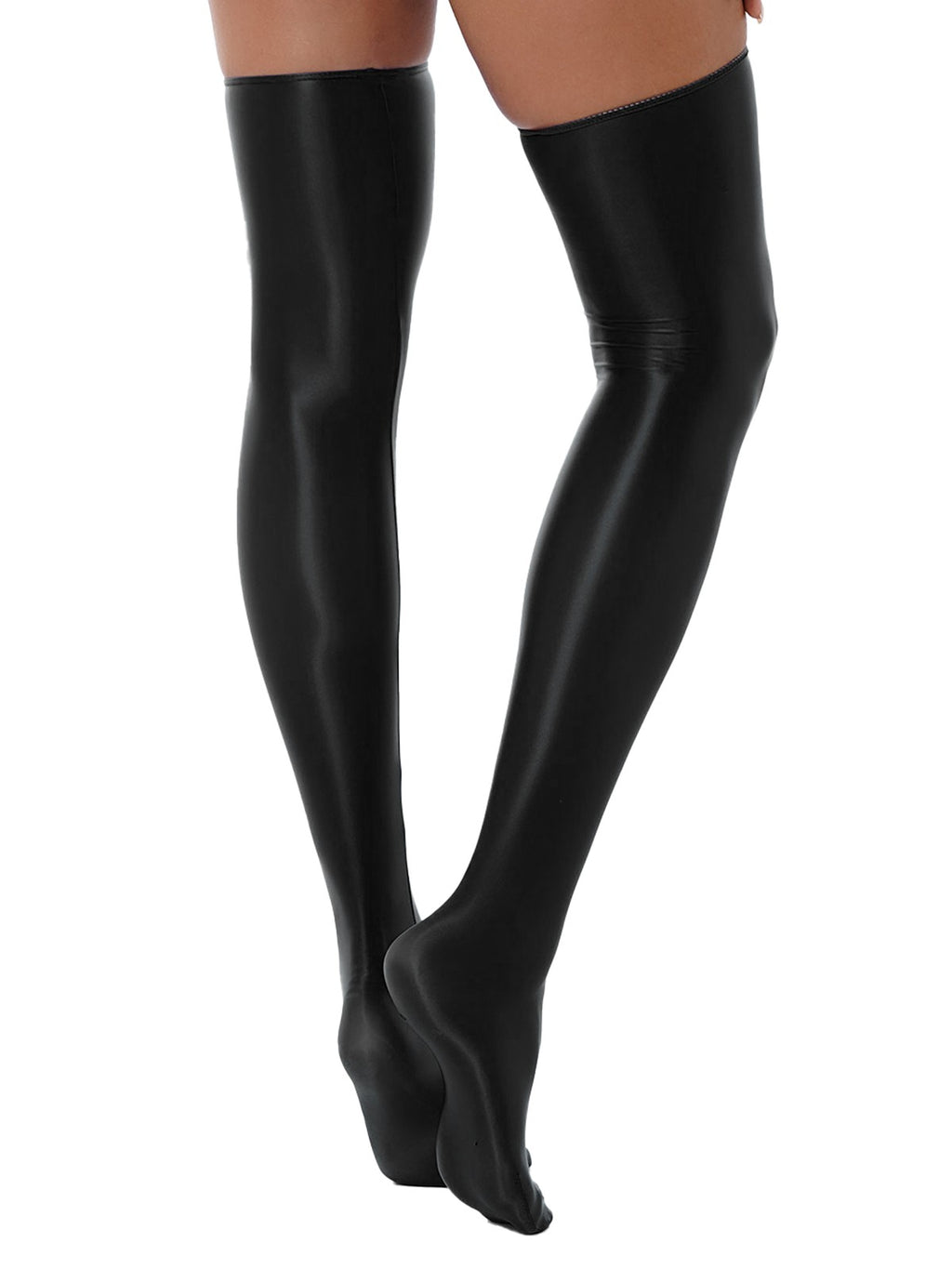 1 Pair Womens Oil Shiny Stockings Stretchy Footed Thigh High Stockings Lingerie