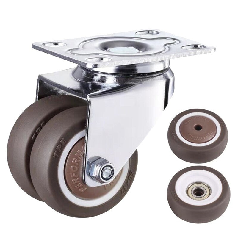 50mm 2" Heavy Duty Swivel Castor Twin Wheel Rubber Furniture Stem Caster M10/12