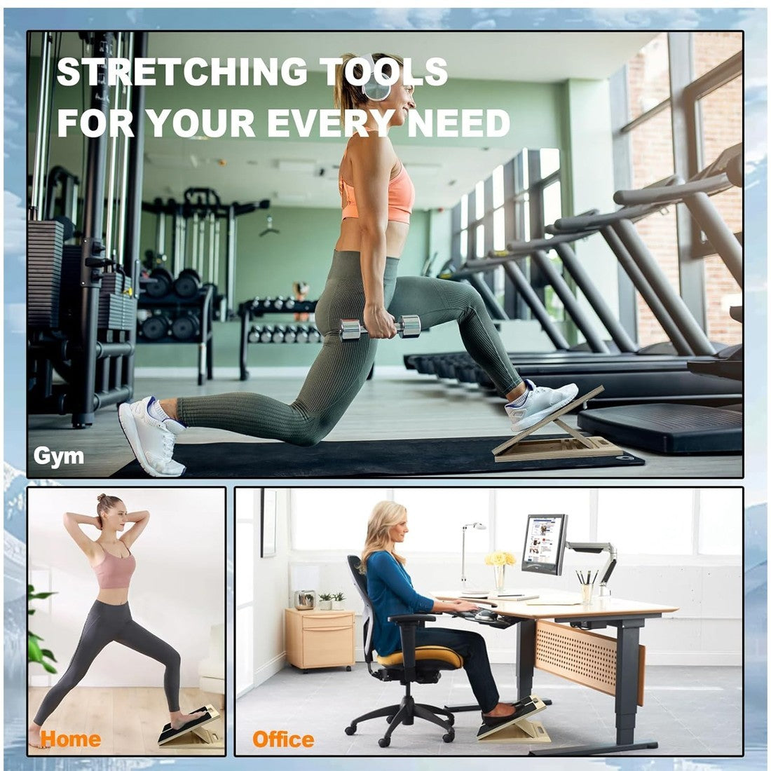 Wooden Slant Calf Stretcher Incline Board Foldable Yoga Workout Foot Stretch UK
