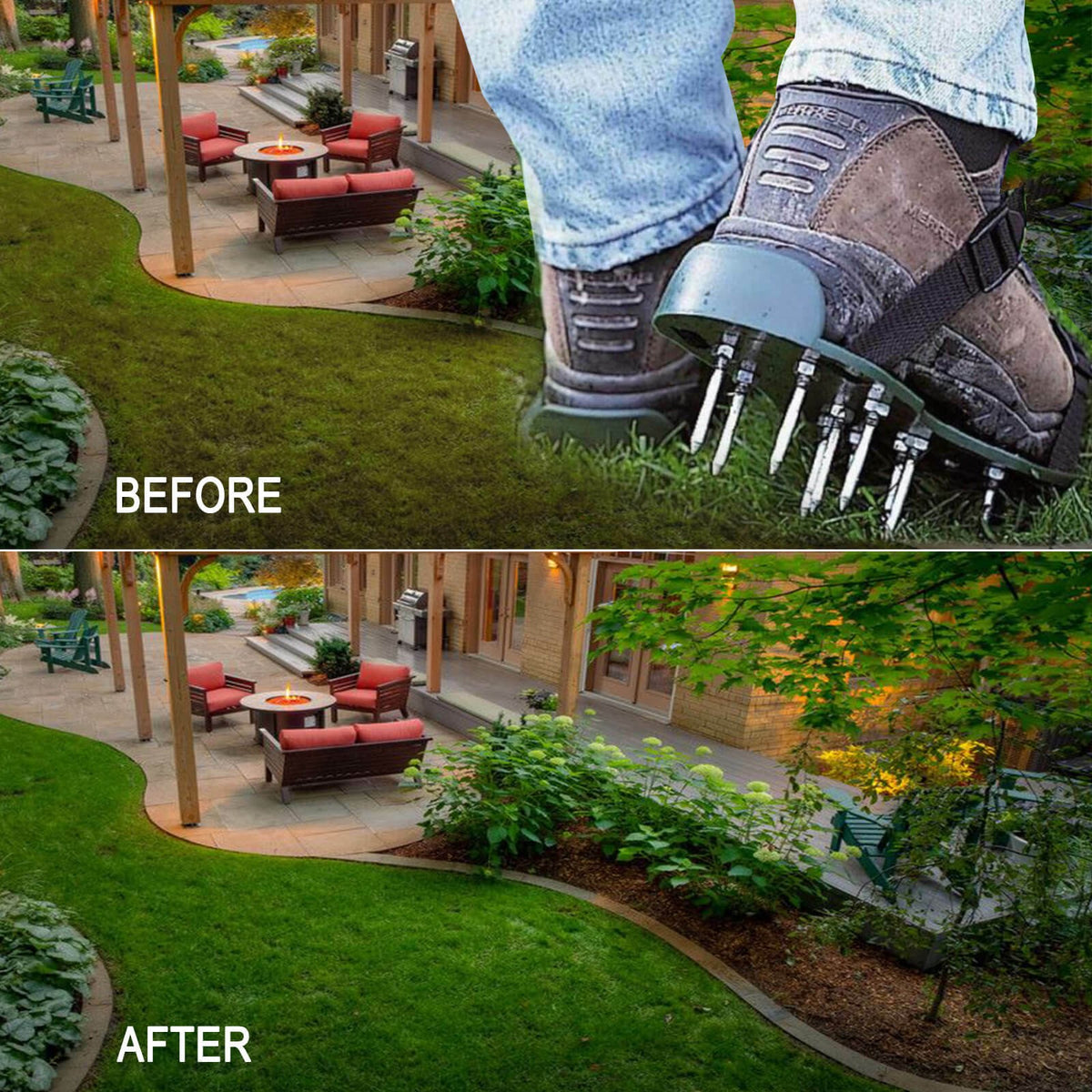 Adjustable Straps Lawn Aerator Spiked Shoes Grass Aerating Sandals