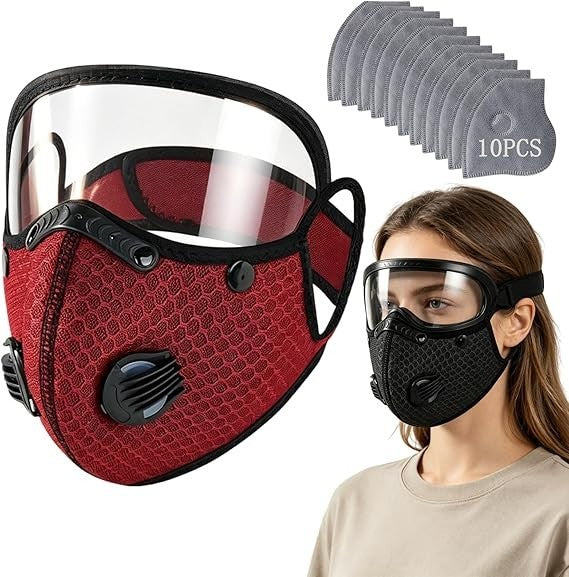 Reusable Carbon Filter Dust Mask with Adjustable Goggles, With 5-Layer Filter