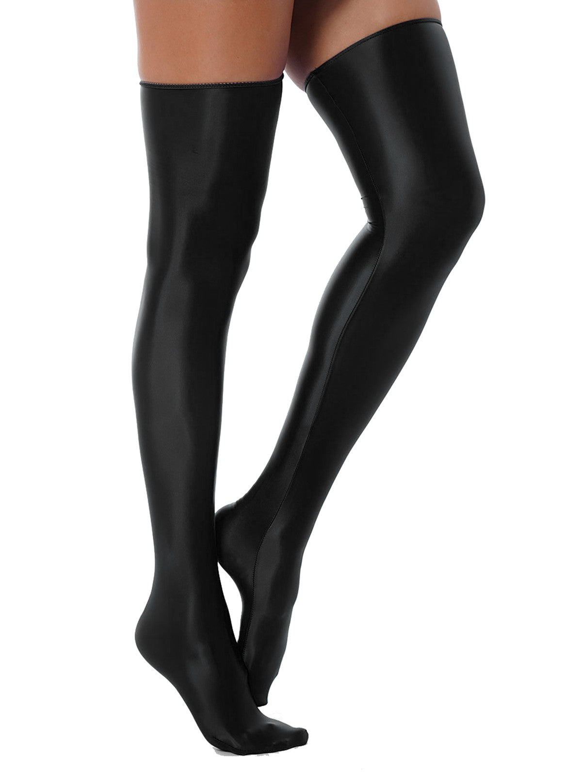 1 Pair Womens Oil Shiny Stockings Stretchy Footed Thigh High Stockings Lingerie